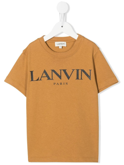Lanvin Enfant Logo-print Cotton T-shirt In Braun