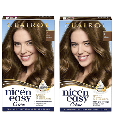 Clairol 轻松自然精油护发永久染发剂 2 盒 | 多色可选 - 6 Light Brown In 6 Light Brown