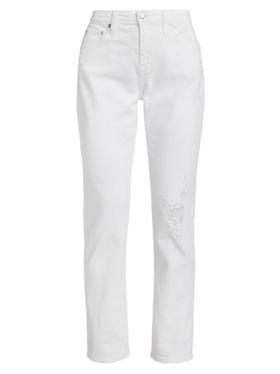 Ag Ex-boyfriend Slim-fit Jeans In Classic White Destructed