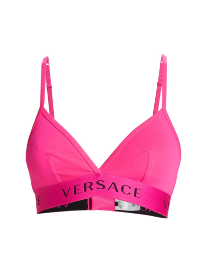 Versace Logo Triangle Bralette In 1pf00 Fuxia
