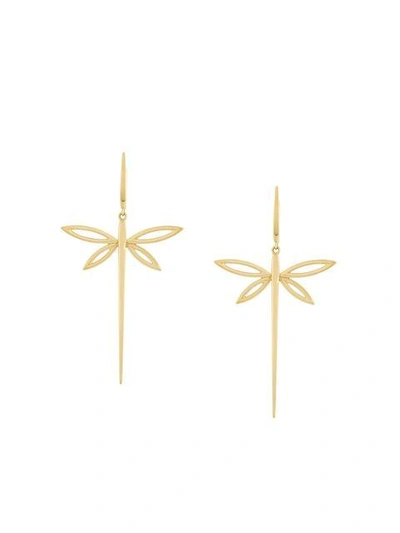 Anapsara 18kt Gold Dragonfly Earring In Metallic