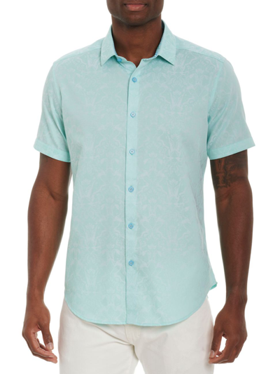 Robert Graham Highland Cotton Stretch Damask Jacquard Classic Fit Button Down Shirt In Mint