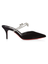 CHRISTIAN LOUBOUTIN WOMEN'S PLANET QUEEN 70 SUEDE CRYSTAL-EMBELLISHED MULES