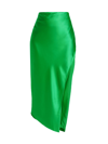 The Sei Bias Asymmetric Silk Satin Skirt In Green