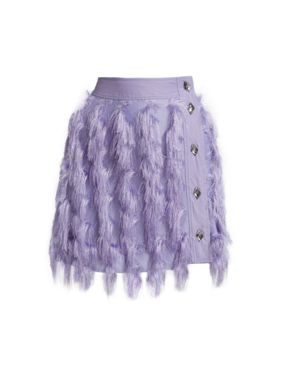 Ganni Purple Fringe Miniskirt In Persian Violet