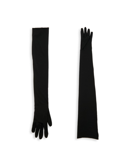 Versace Long Elbow-length Gloves In Black
