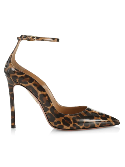 Aquazzura Love Affair 105 Leopard-print Ankle-strap Pumps In Multicolour