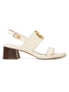 Tory Burch Eleanor Two-band Medallion Slingback Sandals In New Ivory