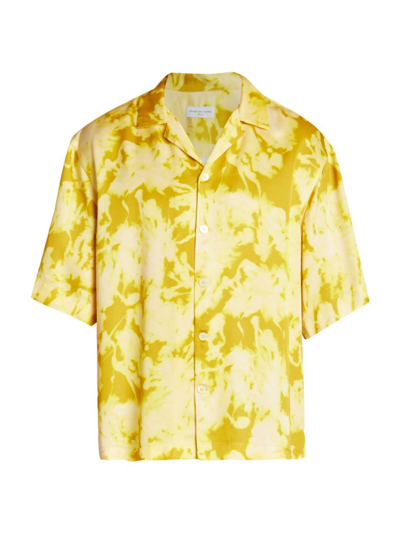 Dries Van Noten Men's Floral Print Shirt In Yellow
