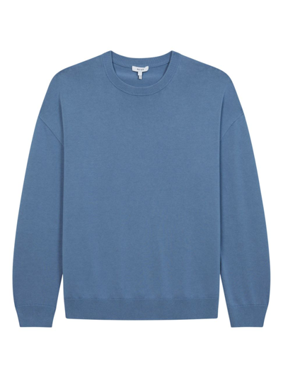 Reiss Sparks Long Sleeve Drop Shoulder Crewneck Sweatshirt In Blue