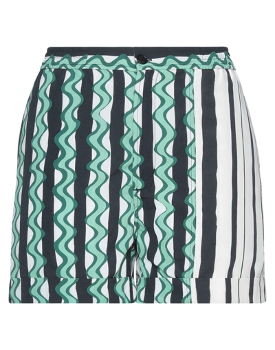 Neil Barrett Woman Shorts & Bermuda Shorts Green Size 2 Cupro, Cotton