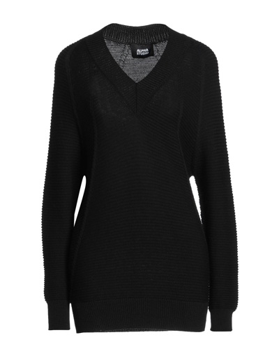 Alpha Studio Sweaters In Black