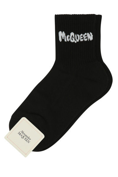 Alexander Mcqueen Black Stretch Cotton Blend Socks  Nd  Donna M