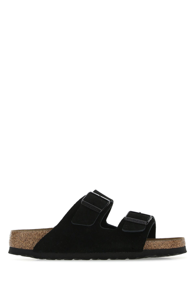 BIRKENSTOCK BIRKENSTOCK BLACK SUEDE ARIZONA SLIPPERS