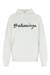 Balenciaga Logo Hooded Sweatshirt In White