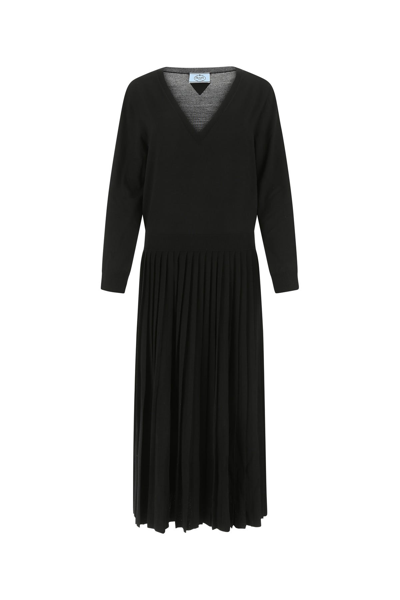 Prada Black Stretch Wool Blend Dress  Nd  Donna 48