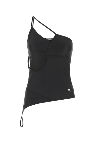 Balenciaga Asymmetric Strap-detail Tank Top In Black