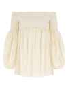 Chloé Ruched-bodice Off-shoulder Wool Top