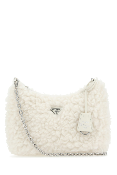 Prada White Eco Fur Re-edition 2005 Handbag White  Donna Tu