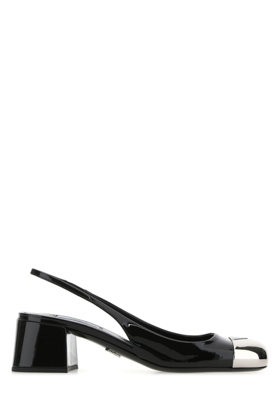 Prada Modellerie Metal-toecap Leather Slingback Pumps In Multi-colored