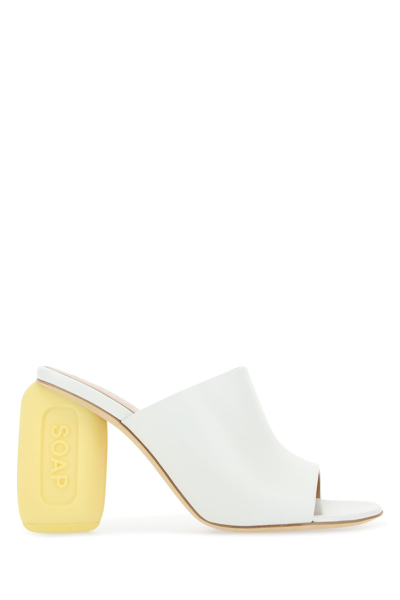 Loewe Ivory Leather Soap Mules Nd  Donna 40 In White