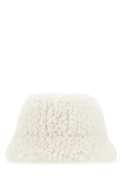 Prada Ivory Eco Shearling Hat Nd  Donna S In White