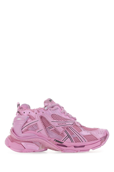 Balenciaga Mesh Tonal Runner Sneakers In Pink