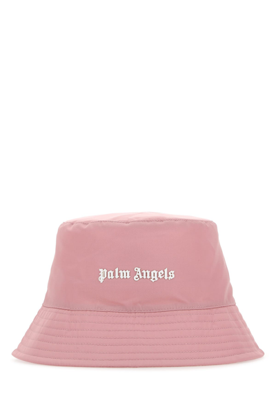 Palm Angels Classic Logo-embroidered Woven Bucket Hat In Pink