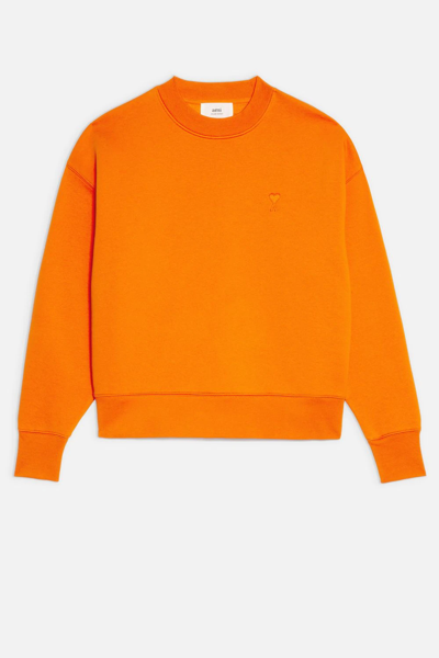 Ami Alexandre Mattiussi Ami De Coeur Embroidered Sweatshirt In Orange