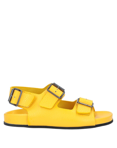 Gallucci Kids' Buckle-embellished Leather Sandals In Yellow