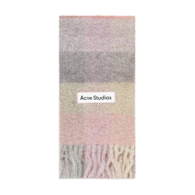 Acne Studios Vally Scarf With Fringes In Fuchsia_lilac_pink