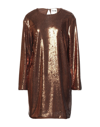 KATE BY LALTRAMODA KATE BY LALTRAMODA WOMAN MINI DRESS COPPER SIZE L POLYESTER, POLYAMIDE