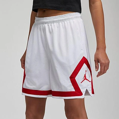 Nike Jordan Heritage Webbing-trimmed Printed Mesh Shorts In White/gym Red