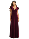 After Six Flutter Sleeve Velvet Maxi Dress With Pockets In Purple