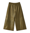 Loewe Cropped Wide-leg Pull-on Leather Pants In Dark Khaki