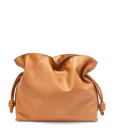 Loewe Leather Flamenco Clutch Bag In Beige