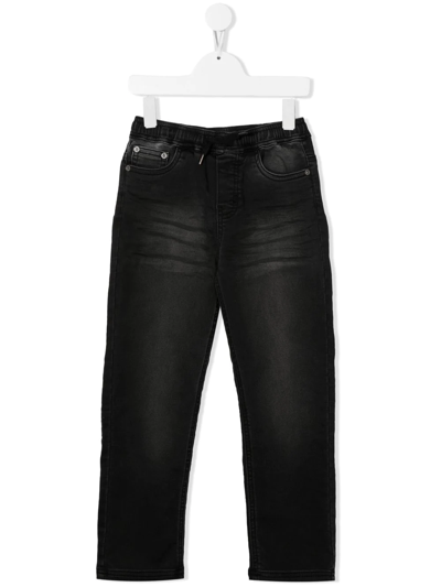 Molo Kids' Washed Straight-leg Jeans In Black