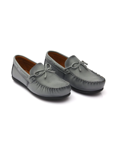 Moustache Kids' Tie-fastened Slip-on Loafers In Grey