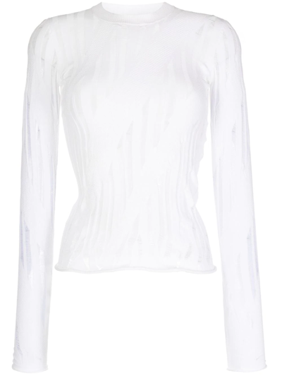 Pre-owned Louis Vuitton 2010s Sheer-panelled Long-sleeved Top In White