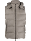 Moorer Hooded Sleeveless Padded Gilet In Neutrals