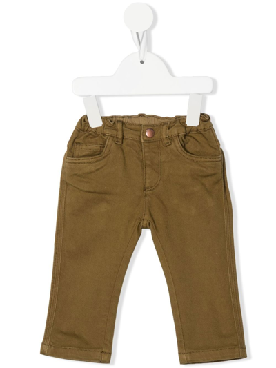 Bonpoint Babies' Mid-rise Straight-leg Trousers In Green