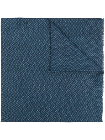 Altea Chevron-print Virgin Wool Scarf In Blue
