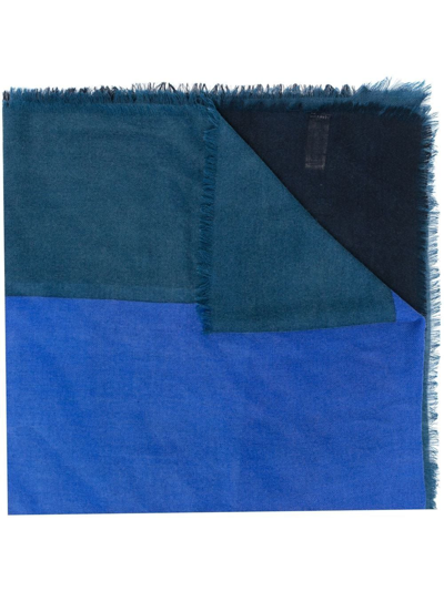 Altea Colour-block Design Wool Scarf In Blue