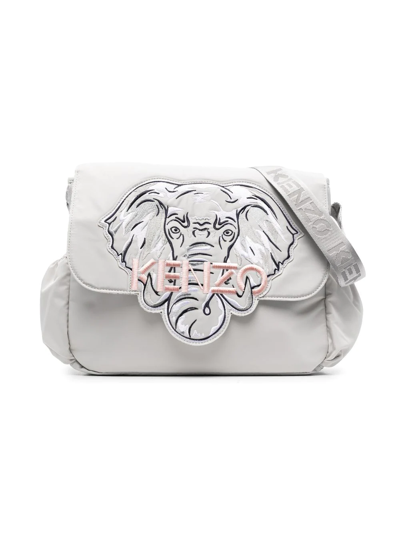 Kenzo Kids' L'elephant Embroidered Shoulder Bag In Grey