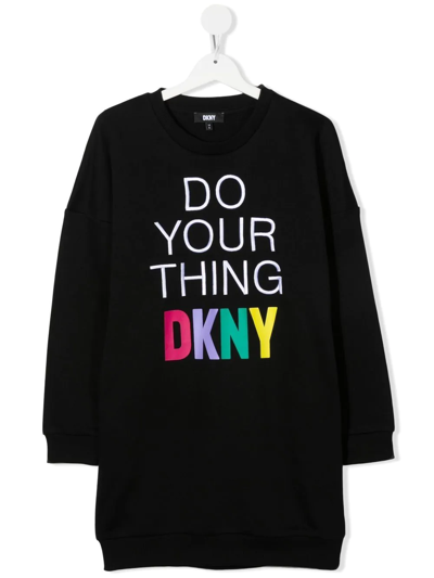 Dkny Kids' 'do Your Thing' Sweatshirt Dress In Black