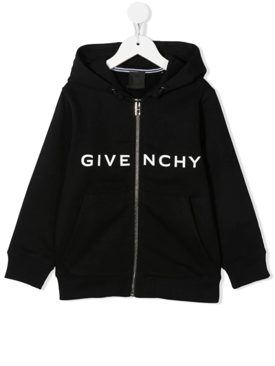 Givenchy Kids' 4g Logo Print Hooded Cardigan In Nero