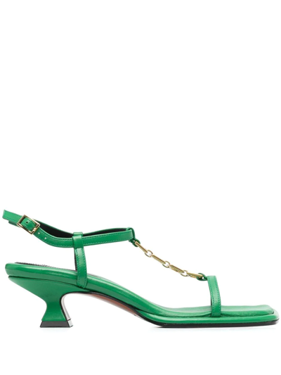 Manu Atelier Butterfly 45mm Square-toe Heeled Sandals In Green