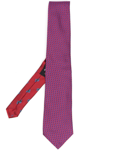 Etro Geometric-jacquard Silk Tie In Pink