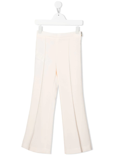 Elisabetta Franchi La Mia Bambina Kids' Girl Straight Tailored Trousers In Neutrals