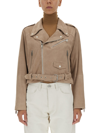 Arma Woman Jacket Dove Grey Size 6 Goat Skin In Beige